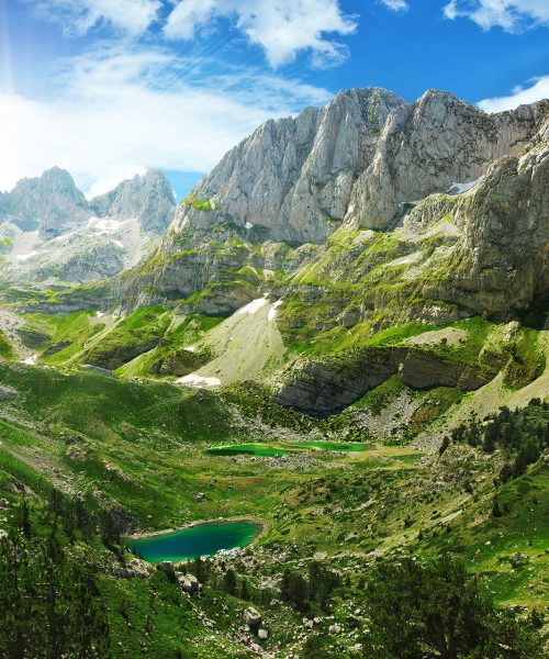 Amazing view of mountain lakes in Albanian Alps